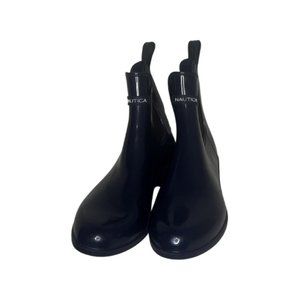 Nautica Size 7 Women's Classic Short Slip On Rain Boots Rubber Black